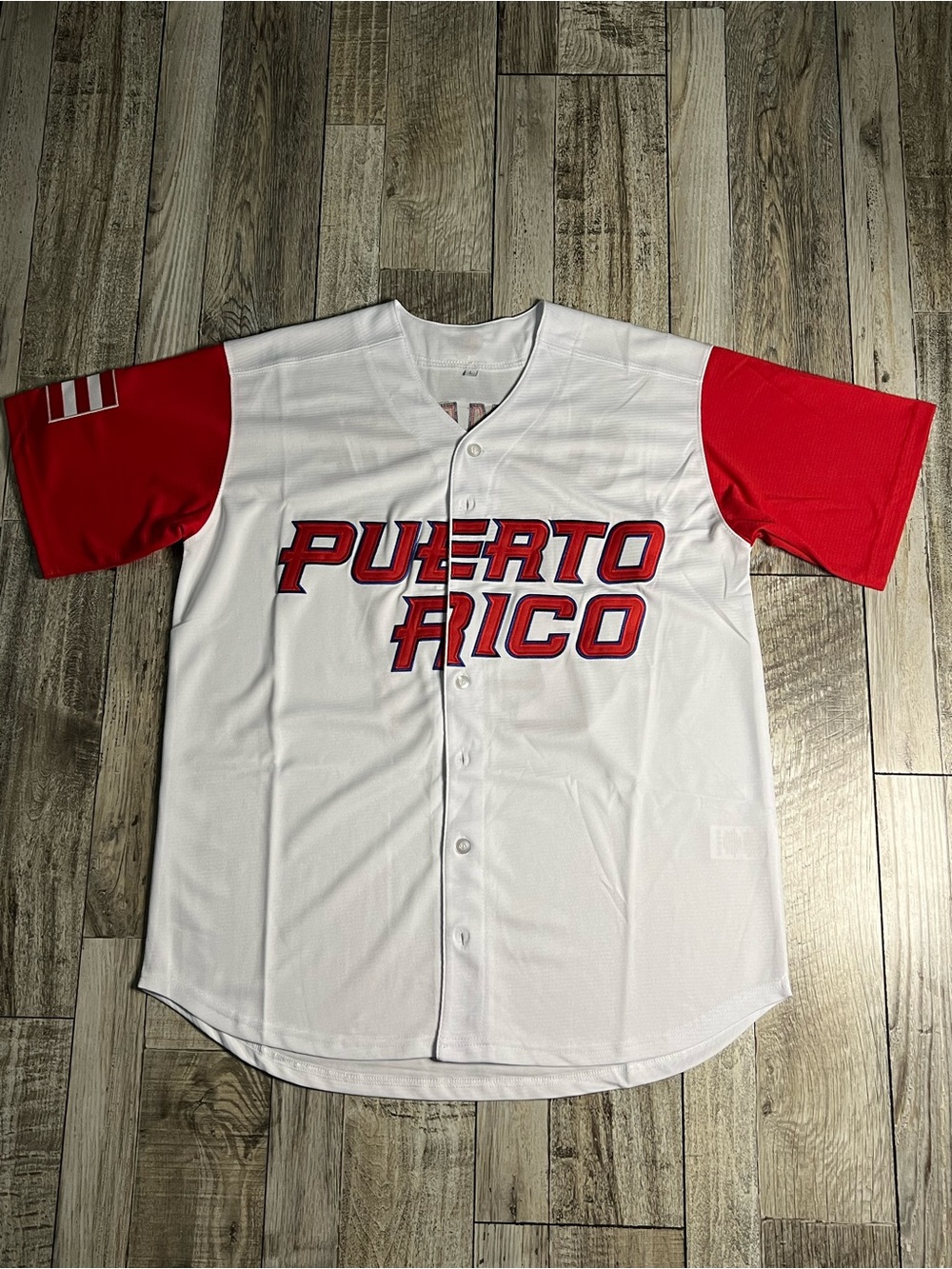 Puerto Rico White & Red Baseball Jersey - Team Lettering - Never Worn